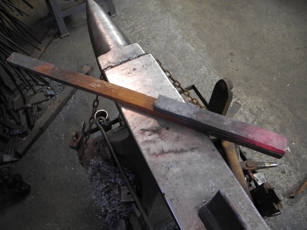 The two pieces of iron for the holdfast before being forge welded together. Photo: Mattias Helje